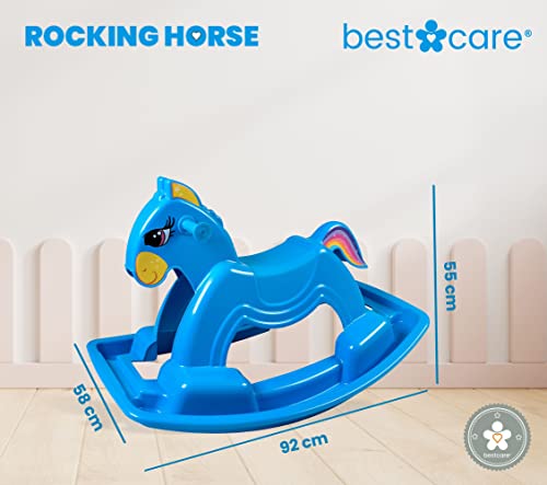 BestCare Baby Rocking Horse | A partir de 2 años | Juguete balancín | Azul | 2 asas y silla de montar robusta | Regalo para cumpleaños, Navidad o el día de San Nicolás | Producto de la UE |