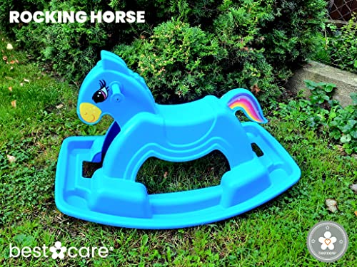 BestCare Baby Rocking Horse | A partir de 2 años | Juguete balancín | Azul | 2 asas y silla de montar robusta | Regalo para cumpleaños, Navidad o el día de San Nicolás | Producto de la UE |