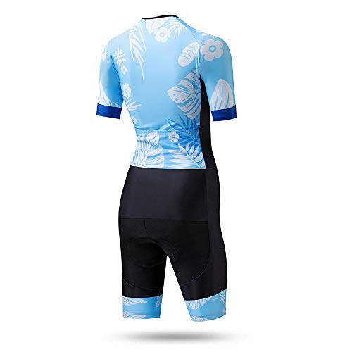 BESTSOON-AJ Traje de ciclismo de manga larga para mujer, traje de triatlón, traje de equitación de verano, mono de mujer, absorbente de sudor, transpirable (color: azul, talla: XXL)
