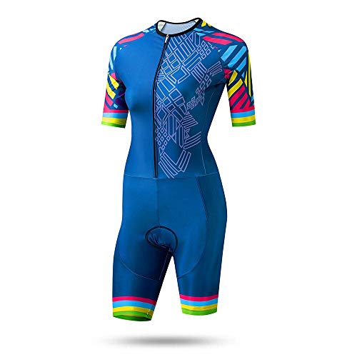 BESTSOON-AJ Traje de ciclismo de manga larga para mujer, traje de verano, traje de equitación, ropa de triatlón, ropa de mujer (color: azul, talla XS)