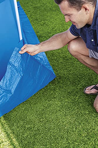 BESTWAY 58001 - Tapiz de Suelo para Piscina 335x335 cm de PVC Resistente Forma Cuadrada Para Piscinas Redondas de 305 cm de Diámetro Color Azul Fácil Instalación