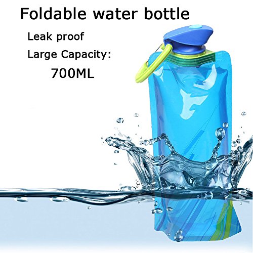 BESTZY Bolsa de agua - 6pzs 700 ML Bolsa de agua reutilizable plegable Botella,Botella de agua plegable para senderismo,aventuras,viajes