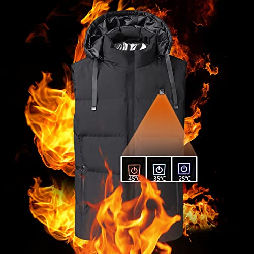 Beudylihy Chaleco calefactor para hombre, con calefacción por USB, con temperatura ajustable, para equitación y pesca al aire libre, Negro , XL