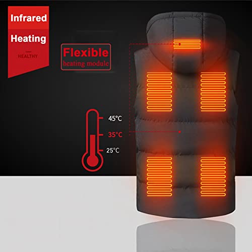 Beudylihy Chaleco calefactor para hombre, con calefacción por USB, con temperatura ajustable, para equitación y pesca al aire libre, Negro , XL