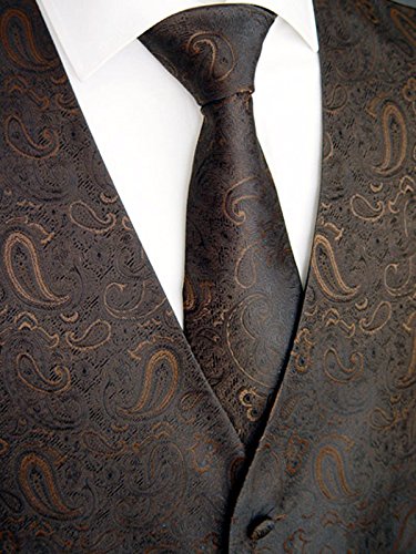 BEYTNUR boda Chaleco con Plastron, toalla de inserción y corbata nº 23,7 Talla 44 – 114 Marrón marrón