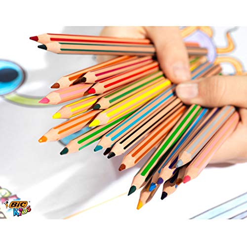 BIC Kids Evolution Stripes Lápices de colores - colores Surtidos, Blíster de 24 unidades