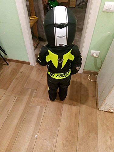 Biesse - Mono infantil para minimoto, hecho de piel y Cordura, profesional, con protecciones CE