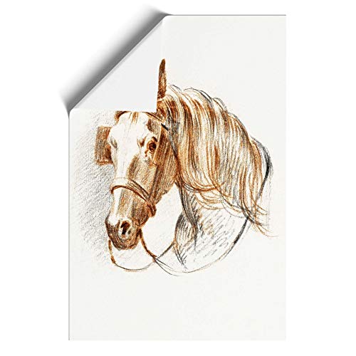 Big Box Art Jean Bernard - Póster decorativo para pared, diseño de cabeza de un caballo con parpadeos, A2 (59,4 x 42 cm), color blanco, dorado, crema, verde, crema
