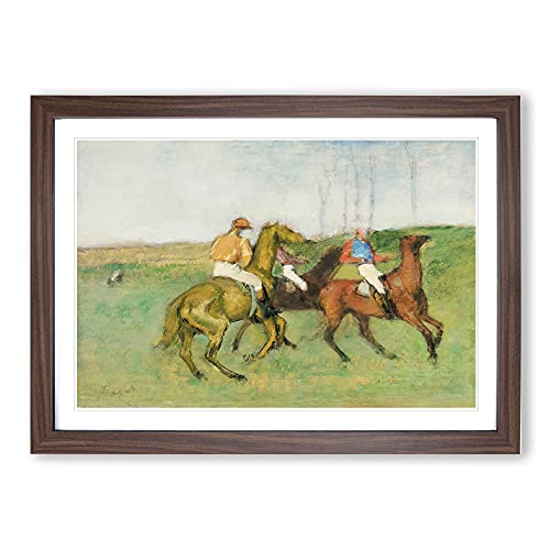 Big Box Art Jockeys and Race Horses by Edgar Degas - Cuadro enmarcado (62 x 45 cm), diseño de caballos de carreras