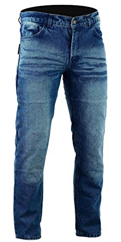 Bikers Gear Australia Kevlar Lined – Pantalones vaqueros para motorista CE protección, Azul (Stone Wash Denim), tamaño 32R