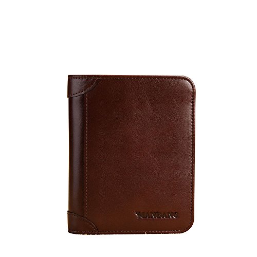 Billetera italiana de cuero de vaca de capacidad extra RFID para hombre, (1 café.), Talla única