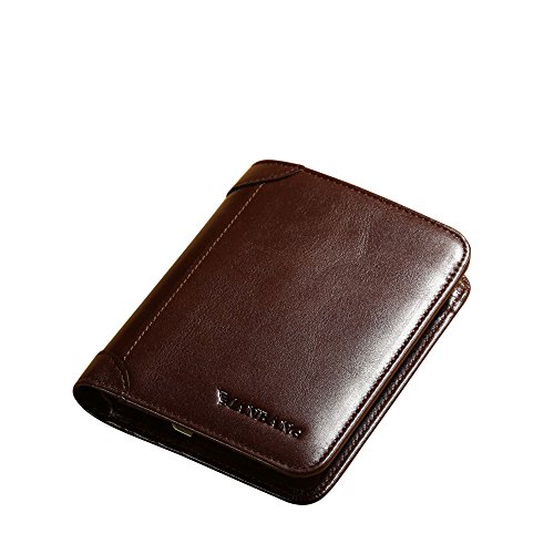 Billetera italiana de cuero de vaca de capacidad extra RFID para hombre, (1 café.), Talla única