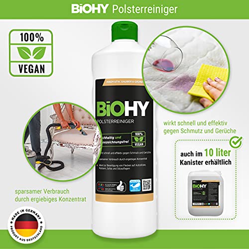 BiOHY Limpiador tapicerías (1 botella de 500ml) | Ideal para asientos de coche, sofás, colchones, etc. | También es adecuado para las lavadoras (Polsterreiniger)