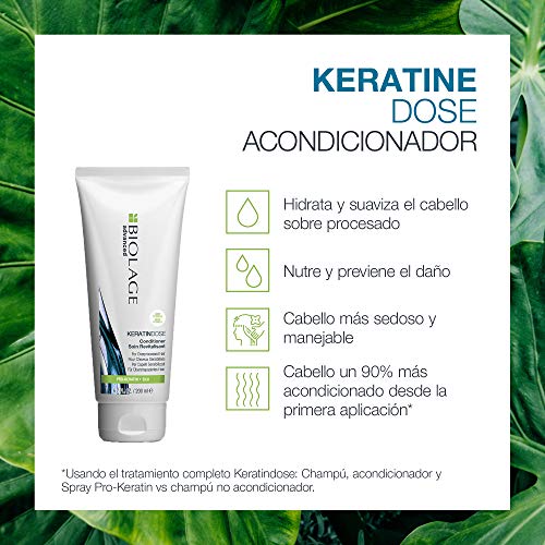 Biolage Advanced, Acondicionador KeratinDose con Pro-Keratina que Protege, Suaviza y da Brillo al Cabello, 200 ml