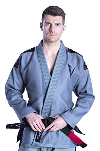 BJJ Gi Jiu Jitsu Gi brasileño para hombres y mujeres con uniforme Kimonos ultraligeros y duraderos, pantalones y chaquetas preencogidos tejido de perlas 100% algodón serie Attila - A0, gris
