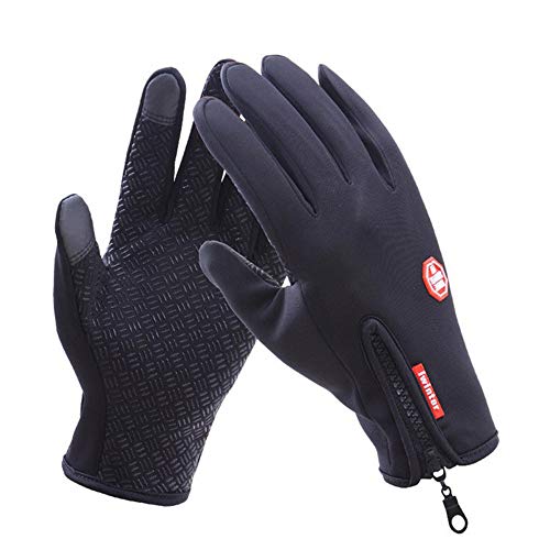 Blackr Unisex Touch Guantes de la Pantalla, Invierno Prueba de Viento Impermeable Snowproof Caliente Que suben a Caballo de conducción Dedo Guantes, Negro XL