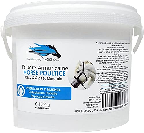 bleu & marine Bretania Cataplasma equinos 1,5 kg Caballo Horse Poultice Poudre Armoricaine Algas Marinas Barro