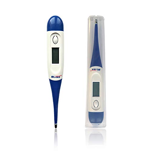 BLISS Termómetro Digital para la Fiebre con punta flexible, para una Rápida Medición de la Temperatura Corporal vía Oral, Rectal y en las Axilas para niños, Adultos y Bebés