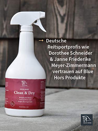 Blue Hors Clean & Dry – para pelo blanco brillante y largo, limpieza de sudor y manchas sin agua, champú seco, perfecto para parches y moho, cuidado de caballos.