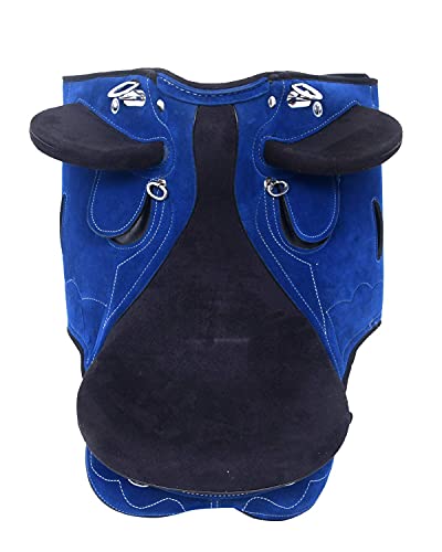 Blue lake Ante sintético australiano Stock Inglés Silla de montar de caballo, Get Stirrup + Girth, Cabeza de nylon, Cuello de pecho, Riendas y Asiento Navajo Pony | Tamaño 12.5 pulgadas Asiento