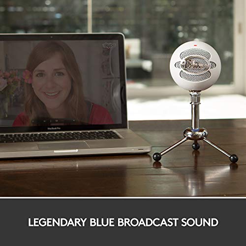 Blue Micrófonos USB Snowball, micrófono clásico de calidad de estudio para grabación, podcasting, radiodifusión, retransmisión de gaming en Twitch, locuciones, vídeos de YouTube en PC y Mac - Blanco