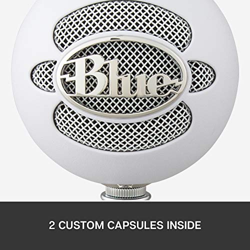 Blue Micrófonos USB Snowball, micrófono clásico de calidad de estudio para grabación, podcasting, radiodifusión, retransmisión de gaming en Twitch, locuciones, vídeos de YouTube en PC y Mac - Blanco