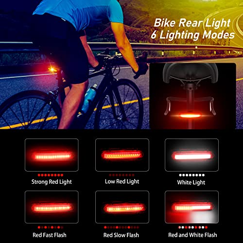 Blukar Luz Bicicleta LED, Super Brillante Luz Delantera Bicicleta Recargable USB Con 6 Iluminación Modos, Impermeable Luces Bicicleta Delanteras y Traseras, Luces Seguridad Noche para Ciclismo
