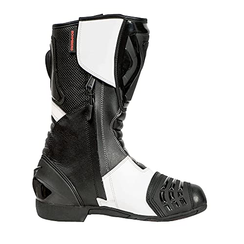 Bohmberg - Botas de moto, botas de piel deportivas, impermeables, de cuero estable protectores rígidos integrados - 44