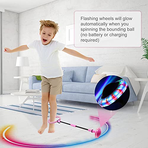 Bola de Salto de Tobillo,Plegable Anillo de Salto para niños y Adultos,Intermitente Colorida LED Saltar Bola para Juegos Divertidos Deportes Aire Libre (Azul)