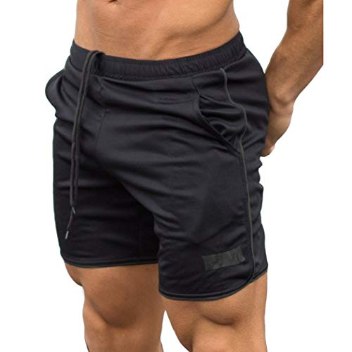 BOLAWOO-77 Pantalones Cortos para Jogginghose Kurze Ejercicio Herradura De Sport Mode De Marca Laufhose Slim Fit Fitness Gym Sommer Freizeit Hose Männer Nner (Color : Schwarz, Size : L)