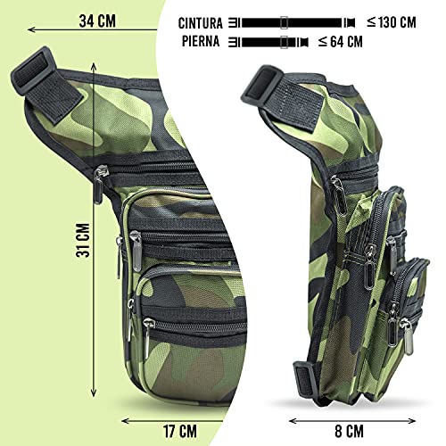 : Bolsa de Cintura tática Militar, Cintura de perna, Bolsa de Ombro de Coxa Bolsa de Cintura para Moto Bolsa de perna impermeável (5 Bolsos)