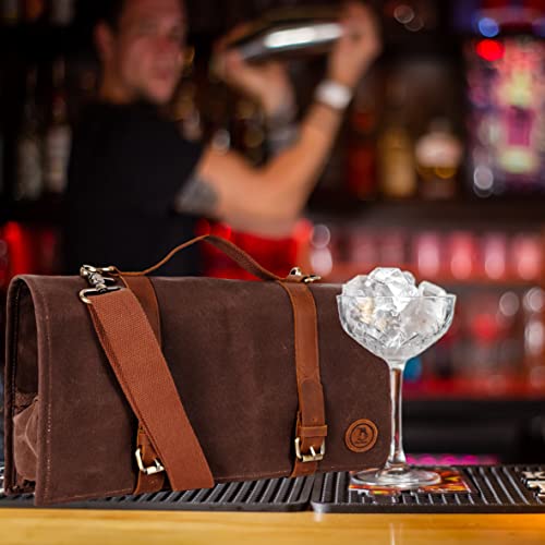 Bolsa de herramientas para barman personalizada de lona encerada – los accesorios no están incluidos. Esta es solo la bolsa.