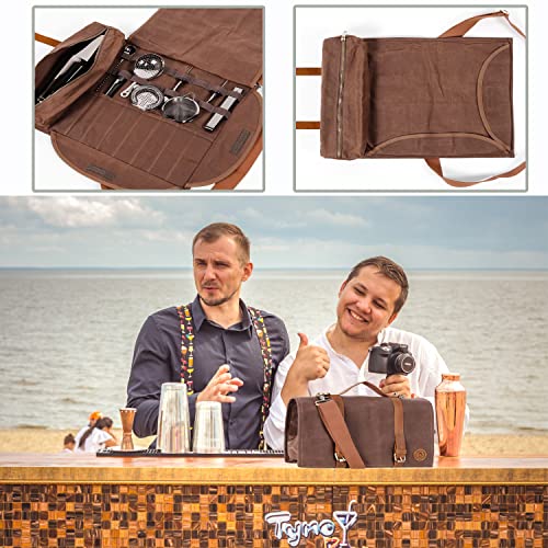 Bolsa de herramientas para barman personalizada de lona encerada – los accesorios no están incluidos. Esta es solo la bolsa.