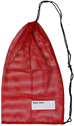 Bolsa de malla con cordón para equipamiento deportivo, para natación, playa, buceo, viajes o gimnasio, Rojo