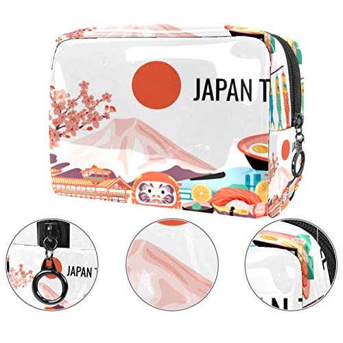 Bolsa de maquillaje de PVC con cremallera, bolsa de cosméticos impermeable con montura japonesa Fuji para mujeres y niñas