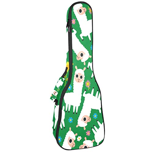Bolsa de ukelele lindo patrón de alpaca con plantas caso de ukelele para concierto soprano tenor de 23 pulgadas, 10 mm de grosor, suave acolchado correas ajustables bolsa de concierto