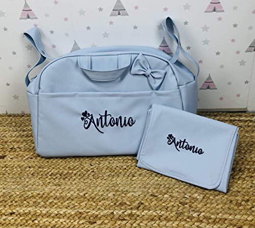 Bolso Carrito Bebe Polipiel Personalizado con Nombre Bordado + regalo de un babero -Danielstore