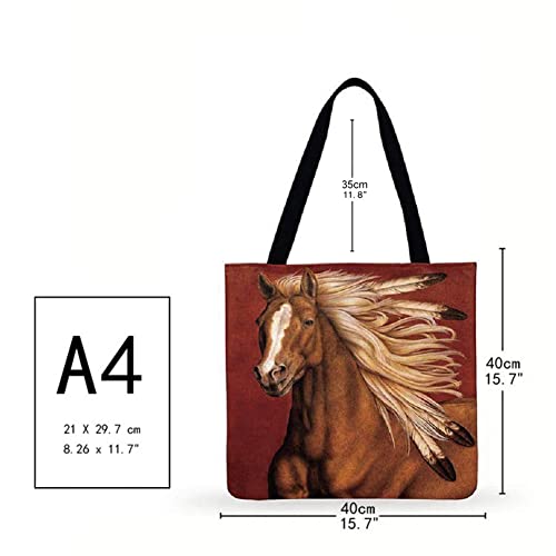Bolso de compras de hombro impreso caballo bolso de compras ocasionales de gran capacidad de las señoras (40 * 40 cm)