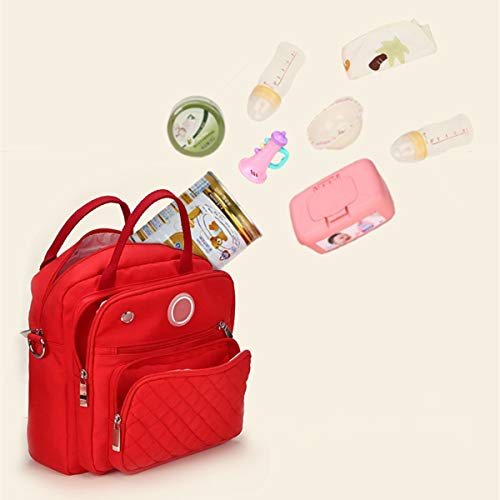 Bolso de Mamá Madre bolsa de pañales de bebé impermeable de nylon de viaje bolsa de pañales mujeres Mochila cuidado del bebé bolsa de maternidad para Exterior ( Color : Red , Size : 26x10x26cm )