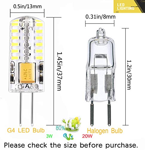 Bombillas LED G4, luz blanca fría 6000 K CA/CC 12 V 2 W (equivalente a 20 W halógeno G4) Base de dos pines tipo JC, bombilla LED G4