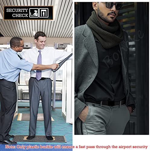Boneke Cinturón de nylon, cinturón militar transpirable táctico para hombres, rápido a través de la seguridad del aeropuerto Metal, hebilla de plástico + hebilla de metal