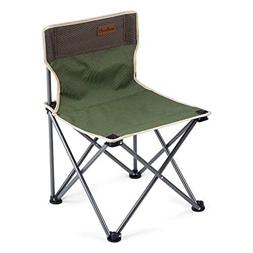 Booxihome Silla plegable de camping plegable con bolsa de transporte, silla de pesca ultraligera para viajes, senderismo, barbacoa y jardín - verde y marrón