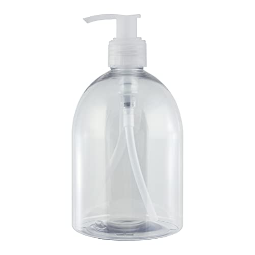 Bote dispensador de Gel rellenable 500 ml. Frasco dosificador hermético de plástico Pet Transparente para jabón, champú, lociones, hidroalcohol. (12 Unidades).