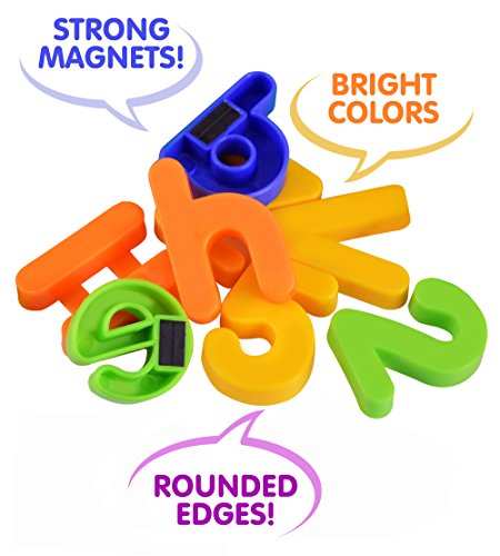 Boxiki Kids Conjunto de letras y números del alfabeto magnético de 80 piezas para niños Letras magnéticas Números y símbolos matemáticos