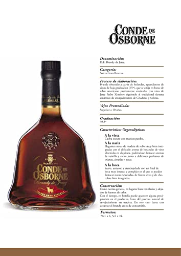 Brandy Solera Gran Reserva D.O. Jerez Conde de Osborne - 1 botella de 70 cl