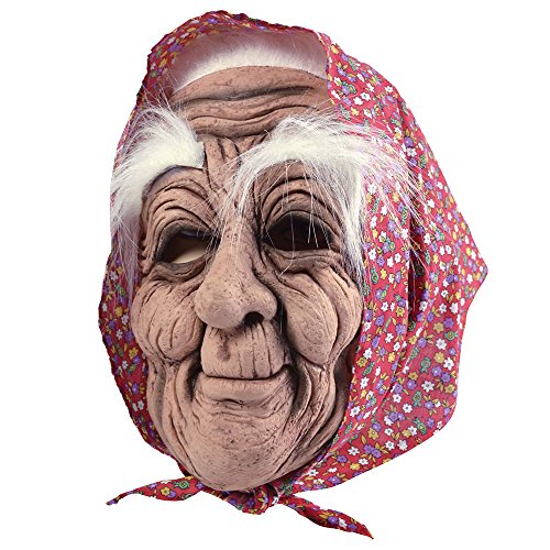 Bristol Novelty- Máscara de anciana con pañuelo para la cabeza, Multicolor, Talla única (BM432)