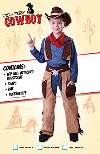 Bristol Novelty Traje Cowboy del salvaje oeste (L), Edad aprox 7-9 años