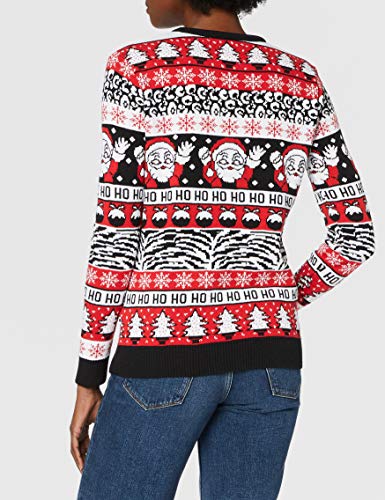 British Christmas Jumpers Comic Wave Eco-Suéter navideño para Mujer Suter Pulver, Rosso, XS