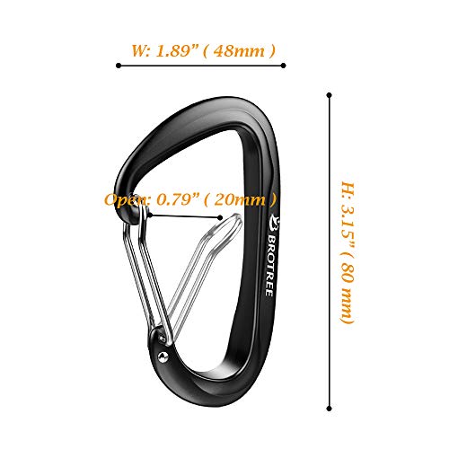Brotree Mosquetón 1200 kg con Anillo en D Mosquetón de Bloqueo para Hamaca, Camping, Senderismo y Pesca en Paquetes de 2 o 4