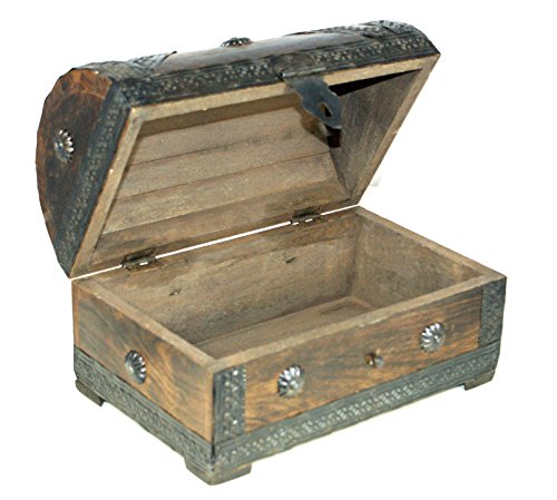 Brynnberg - Caja de Madera Cofre del Tesoro Pirata de Estilo Vintage, Hecha a Mano, Diseño Retro 24x16x16cm